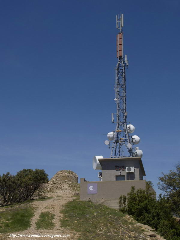 ANTENA REPETIDORA JUNTO A LA BASE DE LA TORRE